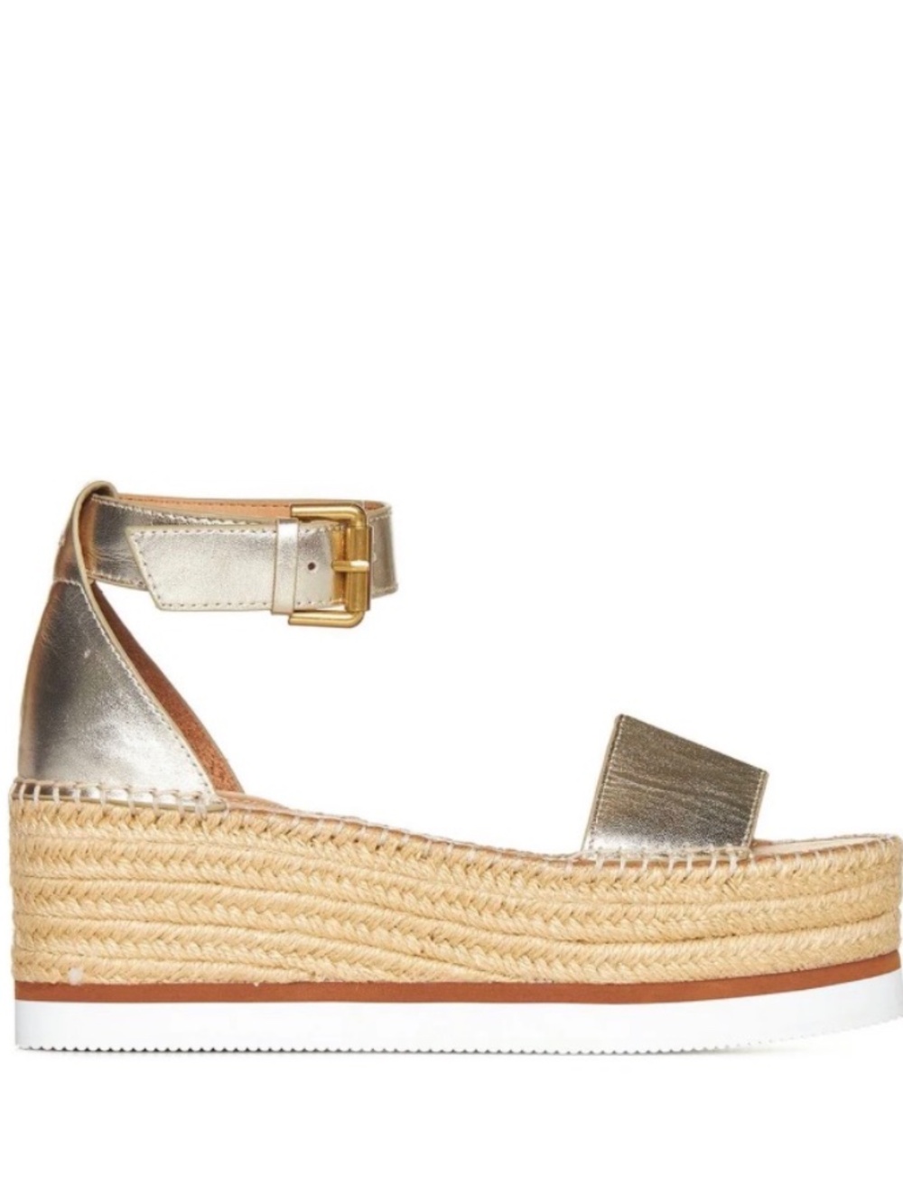 See by Chloé Glyn Metallic Leather Platform Espadrille Sandals | EU 40 / US 10